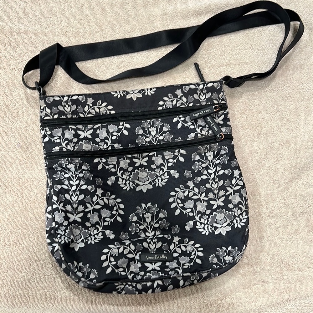 Vera Bradley Triple Zip Hipster crossbody, black floral